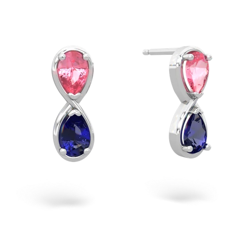 pink sapphire-lab sapphire infinity earrings