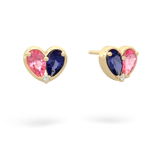 pink sapphire-lab sapphire one heart earrings