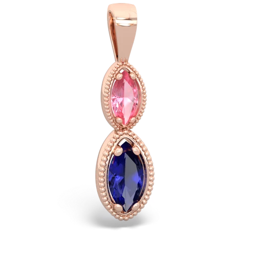 Lab Pink Sapphire Lab Created Pink Sapphire with Lab Created Sapphire Antique-style Halo pendant Pendant