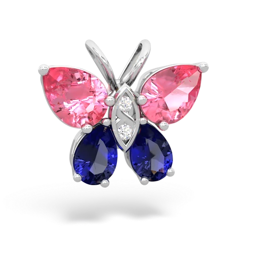 pink sapphire-lab sapphire butterfly pendant