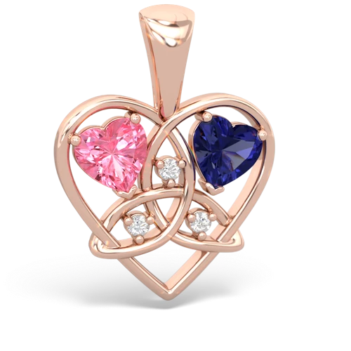 Lab Pink Sapphire Lab Created Pink Sapphire with Lab Created Sapphire Celtic Trinity Heart pendant Pendant