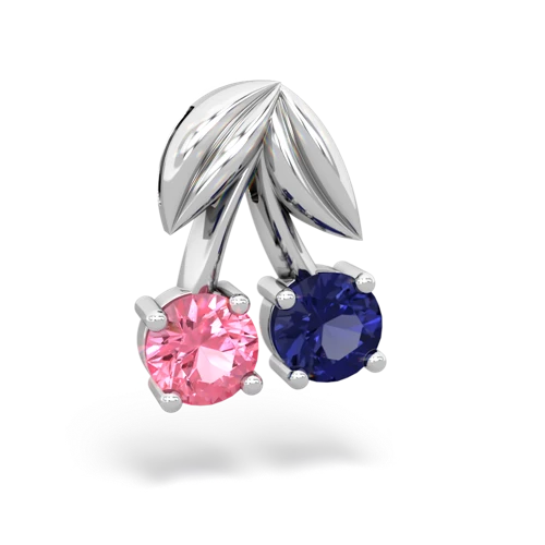 pink sapphire-lab sapphire cherries pendant
