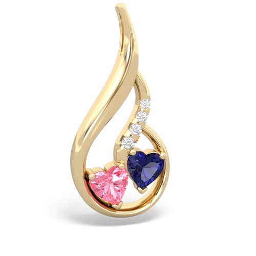 pink sapphire-lab sapphire keepsake swirl pendant