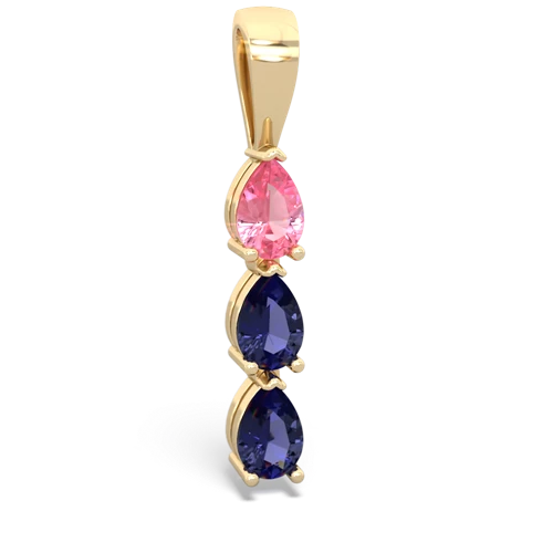 pink sapphire-lab sapphire three stone pendant