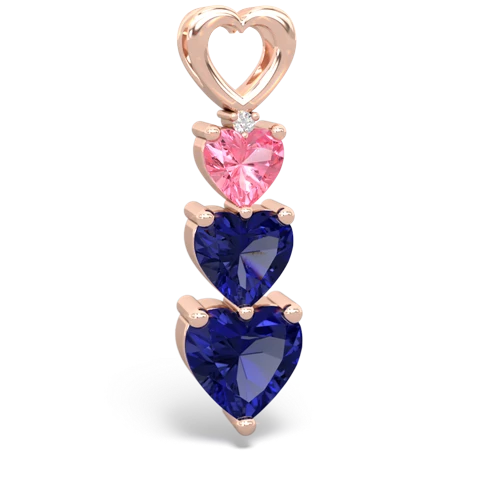 pink sapphire-lab sapphire three stone pendant
