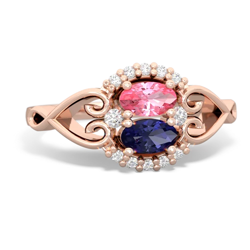 pink sapphire-lab sapphire antique keepsake ring
