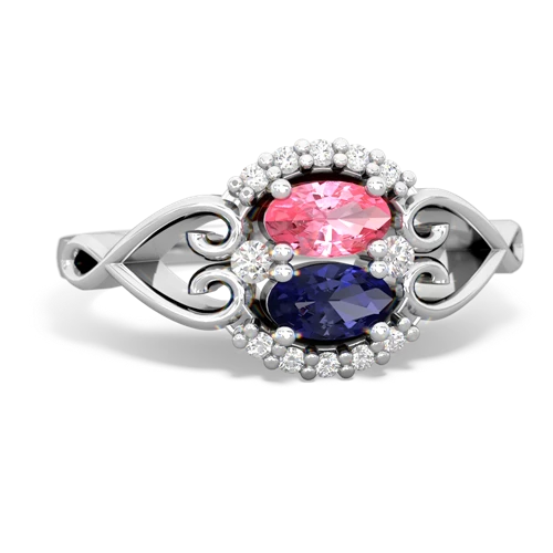 pink sapphire-lab sapphire antique keepsake ring