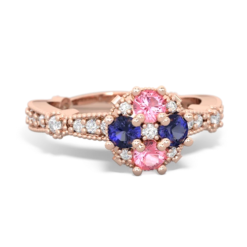 pink sapphire-lab sapphire art deco engagement ring