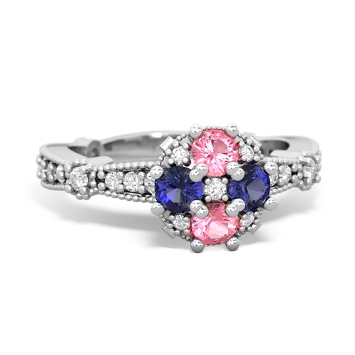 pink sapphire-lab sapphire art deco engagement ring