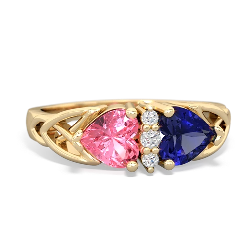 Lab Pink Sapphire Lab Created Pink Sapphire with Lab Created Sapphire Celtic Trinity Knot ring Ring