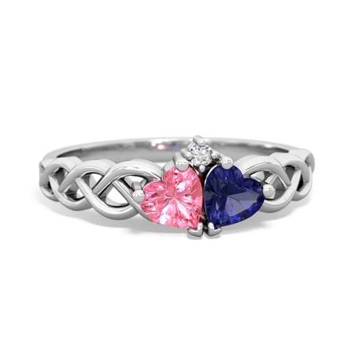 pink sapphire-lab sapphire celtic braid ring