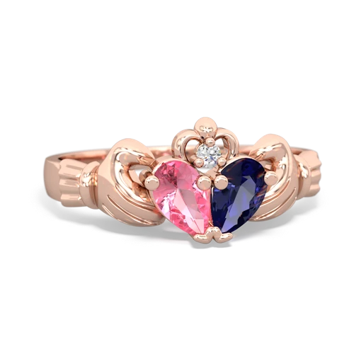 pink sapphire-lab sapphire claddagh ring