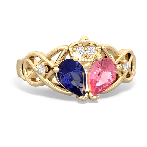 pink sapphire-lab sapphire claddagh ring