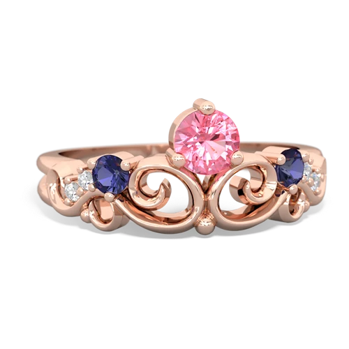 pink sapphire-lab sapphire crown keepsake ring