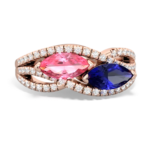 Lab Pink Sapphire Lab Created Pink Sapphire with Lab Created Sapphire Diamond Rivers ring Ring
