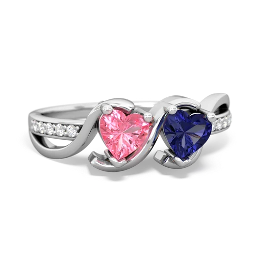 Lab Pink Sapphire Lab Created Pink Sapphire with Lab Created Sapphire Side by Side ring Ring