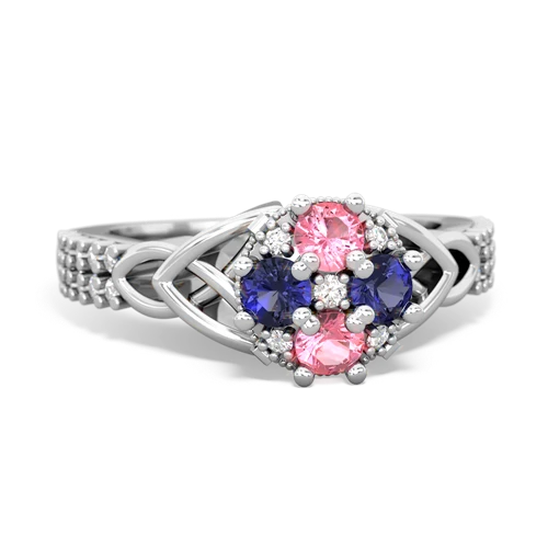 Lab Pink Sapphire Lab Created Pink Sapphire with Lab Created Sapphire Celtic Knot Engagement ring Ring