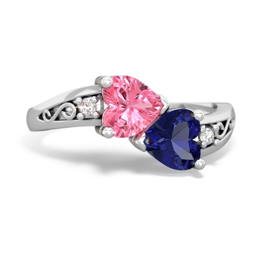pink sapphire-lab sapphire filligree ring