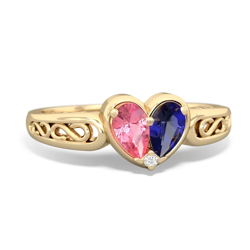 Lab Pink Sapphire Lab Created Pink Sapphire with Lab Created Sapphire filligree Heart ring Ring