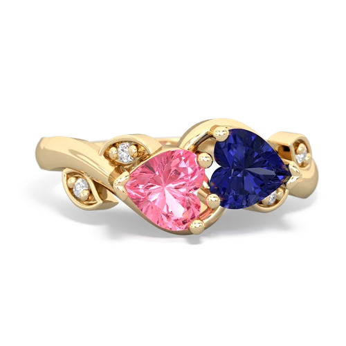 pink sapphire-lab sapphire floral keepsake ring