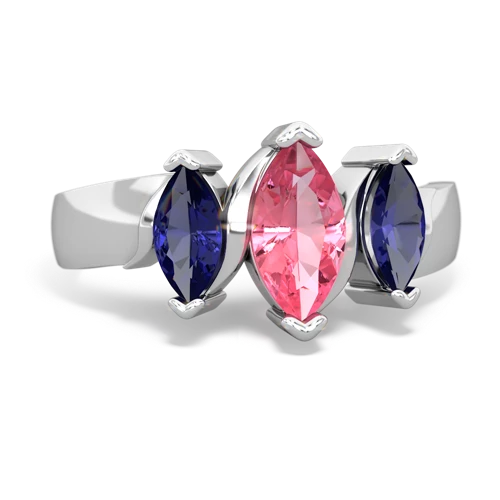 Lab Pink Sapphire Lab Created Pink Sapphire with Lab Created Sapphire and Genuine Sapphire Three Peeks ring Ring