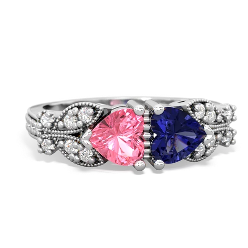 pink sapphire-lab sapphire keepsake butterfly ring