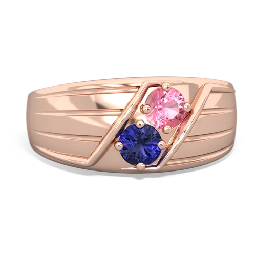 Lab Pink Sapphire Lab Created Pink Sapphire with Lab Created Sapphire Art Deco Men's ring Ring