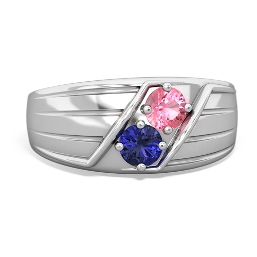 pink sapphire-lab sapphire mens ring