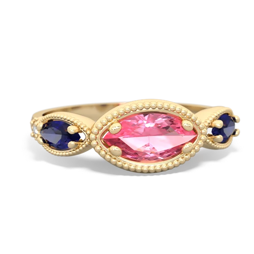 pink sapphire-lab sapphire milgrain marquise ring