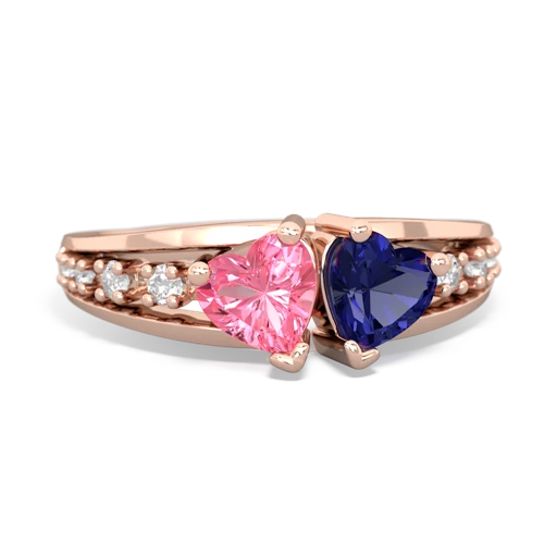 Lab Pink Sapphire Lab Created Pink Sapphire with Lab Created Sapphire Heart to Heart ring Ring