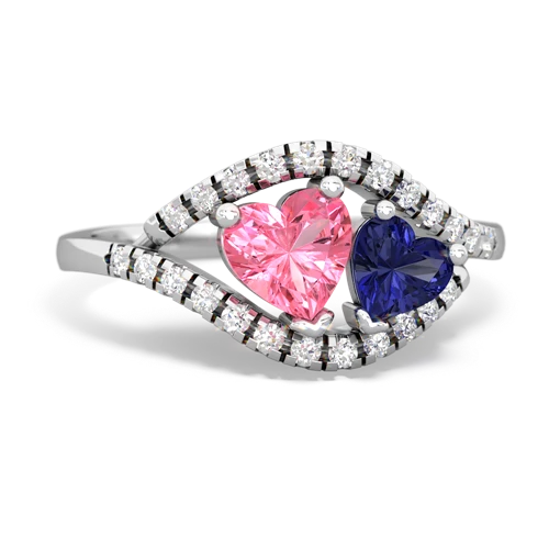 Lab Pink Sapphire Lab Created Pink Sapphire with Lab Created Sapphire Mother and Child ring Ring