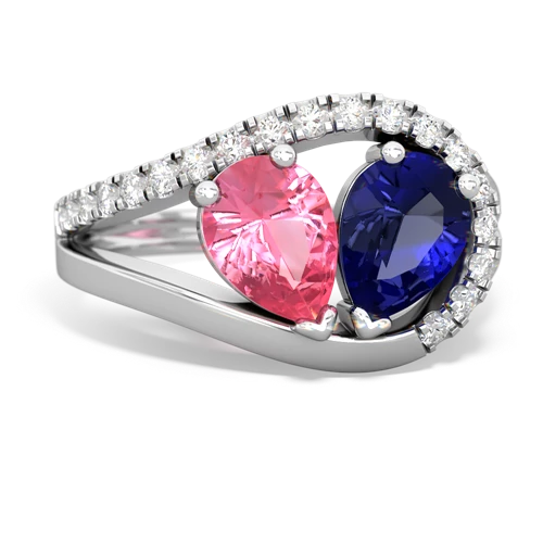 Lab Pink Sapphire Lab Created Pink Sapphire with Lab Created Sapphire Nestled Heart Keepsake ring Ring