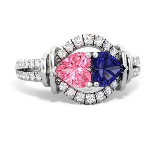 Lab Pink Sapphire Lab Created Pink Sapphire with Lab Created Sapphire Art-Deco Keepsake ring Ring