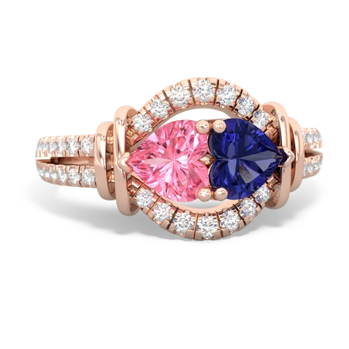 pink sapphire-lab sapphire pave keepsake ring