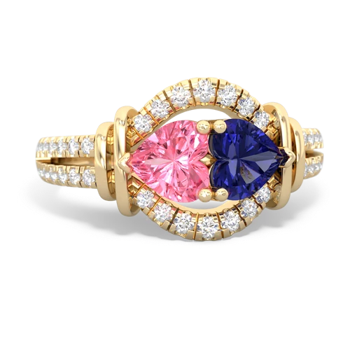 pink sapphire-lab sapphire pave keepsake ring