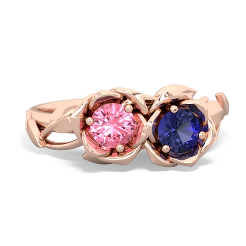 Lab Pink Sapphire Lab Created Pink Sapphire with Lab Created Sapphire Rose Garden ring Ring