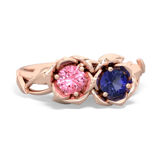 pink sapphire-lab sapphire roses ring