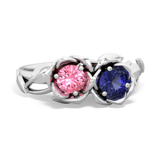 pink sapphire-lab sapphire roses ring