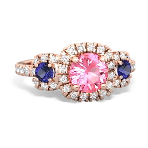 Lab Pink Sapphire Lab Created Pink Sapphire with Lab Created Sapphire and Genuine Sapphire Regal Halo ring Ring