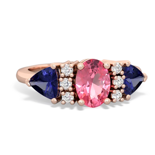 Lab Pink Sapphire Lab Created Pink Sapphire with Lab Created Sapphire and  Antique Style Three Stone ring Ring
