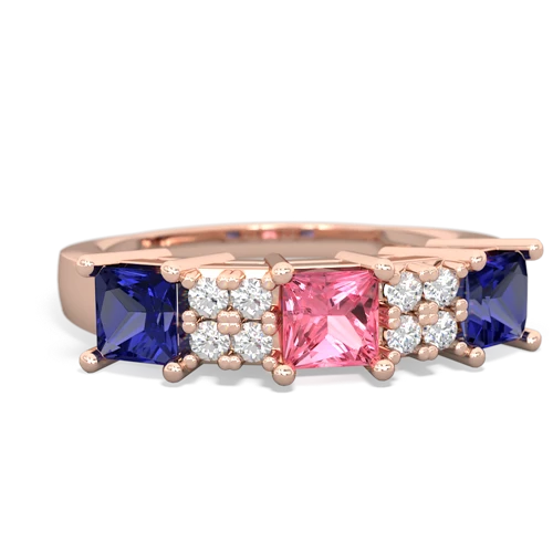 Lab Pink Sapphire Lab Created Pink Sapphire with Lab Created Sapphire and Genuine Sapphire Three Stone ring Ring