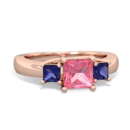Lab Pink Sapphire Lab Created Pink Sapphire with Lab Created Sapphire and Lab Created Pink Sapphire Three Stone Trellis ring Ring