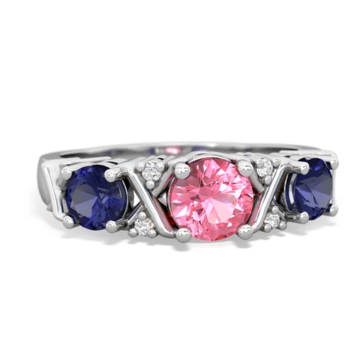 Lab Pink Sapphire Lab Created Pink Sapphire with Lab Created Sapphire and  Hugs and Kisses ring Ring