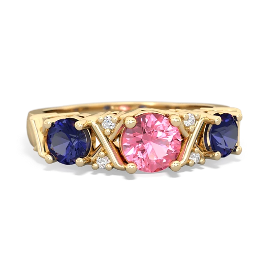 Lab Pink Sapphire Lab Created Pink Sapphire with Lab Created Sapphire and Genuine Sapphire Hugs and Kisses ring Ring