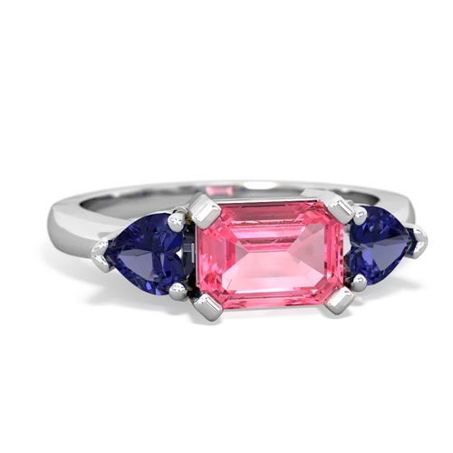 Lab Pink Sapphire Lab Created Pink Sapphire with Lab Created Sapphire and Lab Created Pink Sapphire Three Stone ring Ring