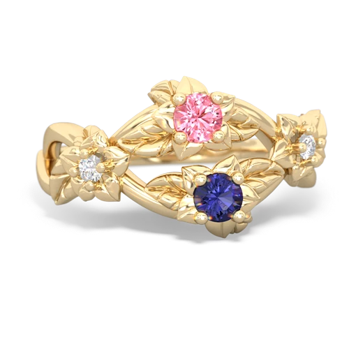 Lab Pink Sapphire Lab Created Pink Sapphire with Lab Created Sapphire Sparkling Bouquet ring Ring