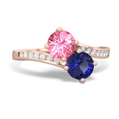 Lab Pink Sapphire Lab Created Pink Sapphire with Lab Created Sapphire Keepsake Two Stone ring Ring