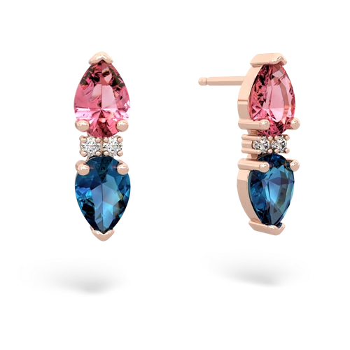 pink sapphire-london topaz bowtie earrings