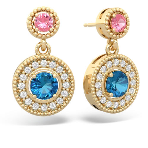 pink sapphire-london topaz halo earrings