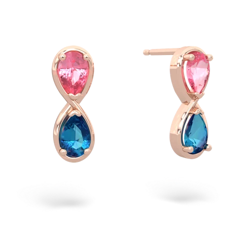 pink sapphire-london topaz infinity earrings